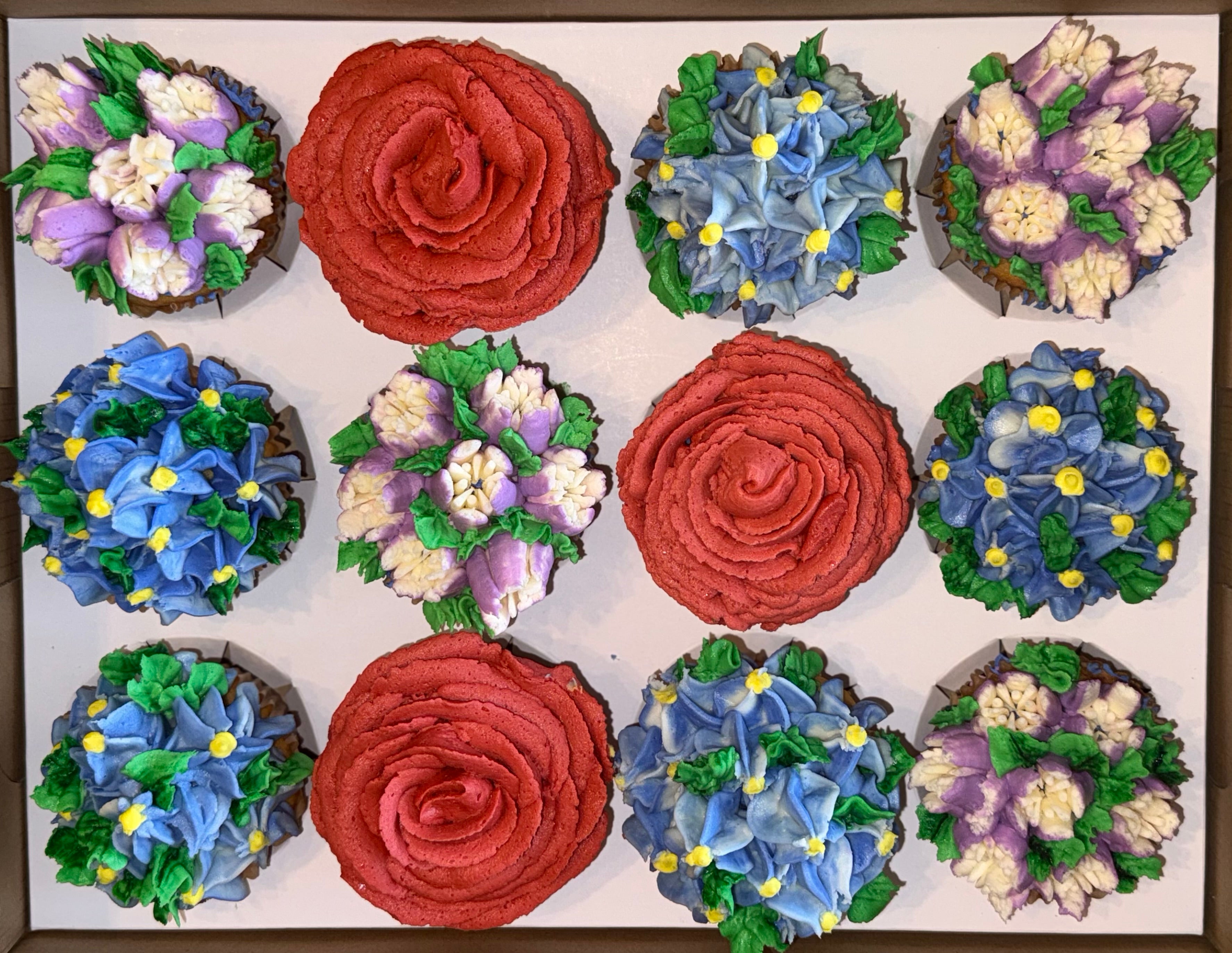 Floral Buttercream Vanilla Cupcakes